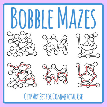Preview of Bobble Mazes with Solutions / Answers Simple Path Finding Clip Art Set
