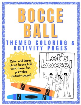 Preview of Bocce Ball Coloring and Activity Printables