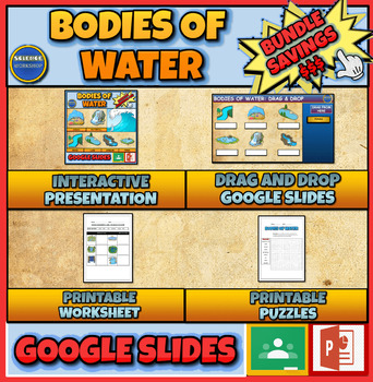 Preview of Bodies Of Water Unit Bundle: Presentation|Drag & Drop|Puzzles|Worksheets