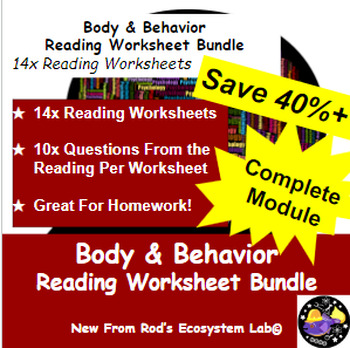 Preview of Body & Behavior Module Reading Worksheet Bundle **Editable**