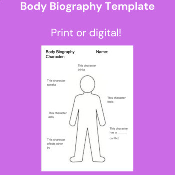 Preview of Body Biography Template: Digital, Google Slides, FREE