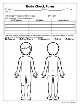 Preview of Body Check Form-Editable