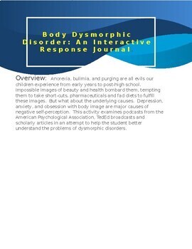 Preview of Body Dysmorphic Disorder: An Interactive Response Journal