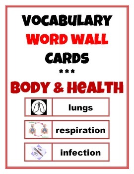 Preview of Word Wall Vocabulary Cards: Human Body & Health