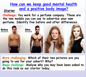 Preview of Body Image - Presentation and Worksheets