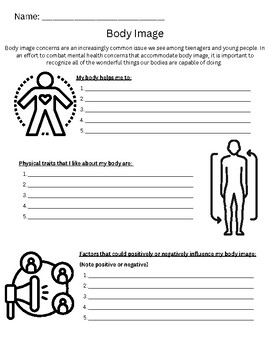 Preview of Body Image Worksheet