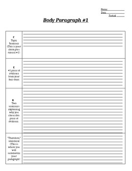 Preview of Body Paragraph Graphic Organizer