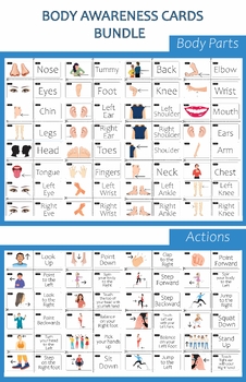 Preview of Body Part Matching Cards Bundle- Identification, Directionality, and Actions