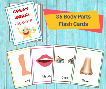 HOME USE PRE-SCHOOL SPECIAL NEEDS 32 FLASH CARDS BODY PARTS CLASSROOM 