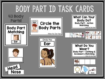 Preview of Body Part ID Task Cards for Autism/Special Ed/ Elementary Ed