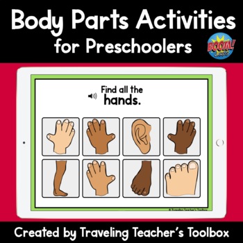 Preview of Body Parts Activities Preschool Boom Cards Distance Learning