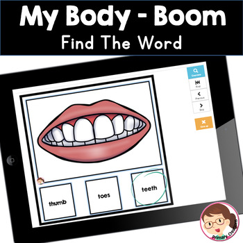 Preview of Body Parts Activities | SPED Autism First Grade | Find The Word Boom Cards