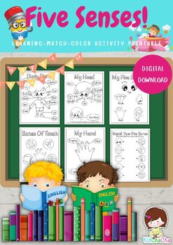 Preview of Body Parts And Five Senses coloring/Five Senses Matching Game/Preschool Activity