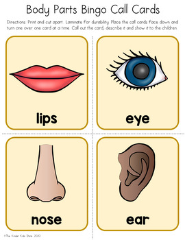 Preview of Body Parts Bingo Game