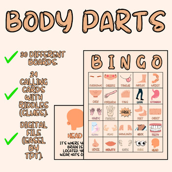 Preview of Body Parts Bingo Game Digital and Printable!