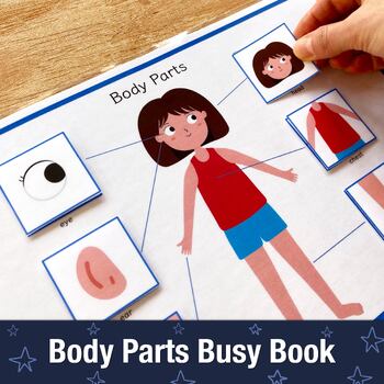 Preview of Body Parts Busy Book Page, Body Parts Matching Worksheet for Toddlers