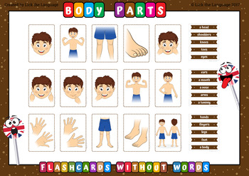 Body Parts English Flashcards By Lick The Language Tpt