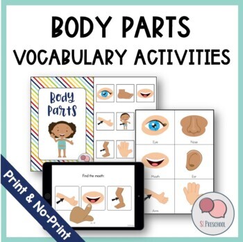 Preview of Body Parts Vocabulary Activities - Print & No Print
