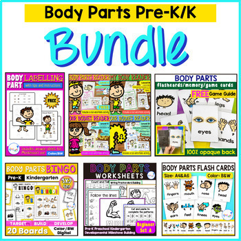 Preview of Body Parts Literacy / Math / Speaking / center (Pre-K - K) BUNDLE Beginner