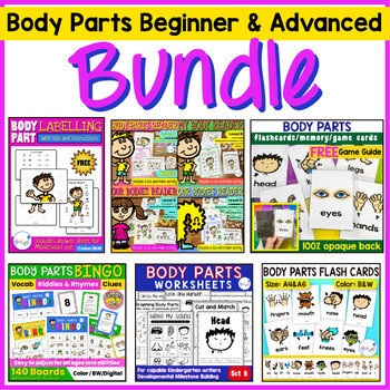 Preview of Body Parts Literacy / Math / Speaking / Centre - Pre-K - K Advanced BUNDLE No2