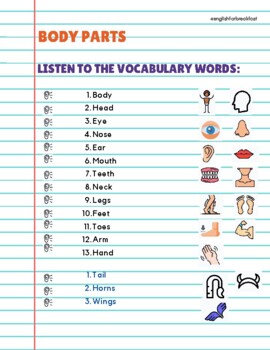 Body Parts Liveworksheets Pack By English For Breakfast TPT