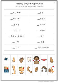 My body parts math and literacy worksheets by Miss Jelena's Classroom