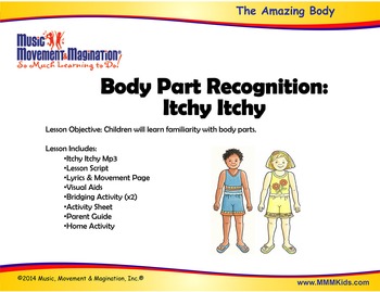 Preview of Body Parts Recognition - Itchy Itchy Mp3 Song with Lesson Materials