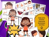 Body Parts & 5 Senses  PreK- K (Printable) Flashcards & Wo