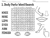Body Parts Word Search and Crossword Worksheets