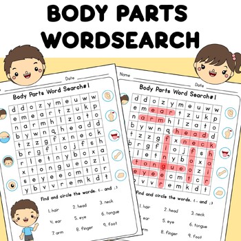 Preview of Body Parts Wordsearch