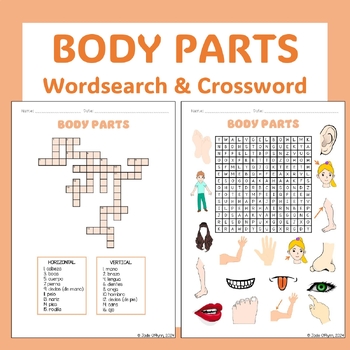 Preview of Body Parts Wordsearch and Crossword