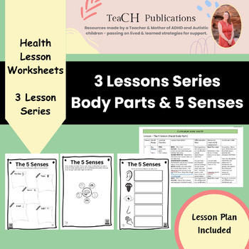 Preview of Discover Body Parts & Senses: 3 Lesson Health Plan with Creative Worksheets