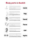 Body Parts in Swahili Worksheet