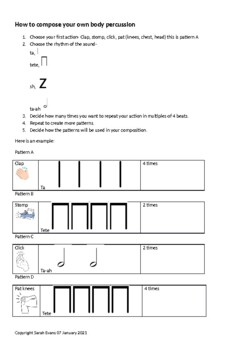 Preview of Body Percussion Composition Worksheet