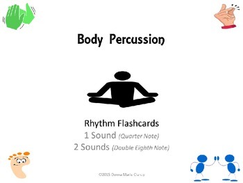 Preview of Body Percussion Performance Flashcards: Rhythm: 1 Sound, 2 Sounds