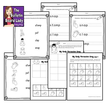 Body Percussion Worksheets by The Bulletin Board Lady-Tracy King