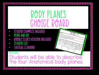 Preview of Body Planes Choice Board