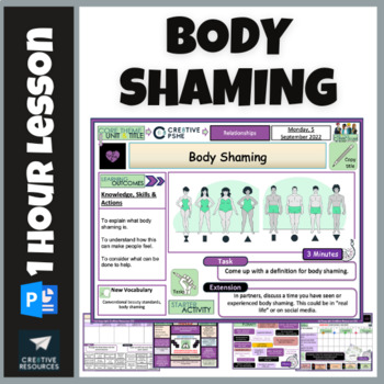 Preview of Body Shaming + Body image Self Esteem Lesson