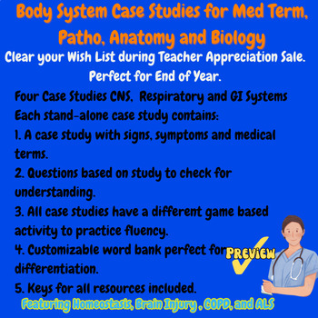 Preview of Body System Case Studies Bundle for Med Term, Patho, Anatomy and Biology