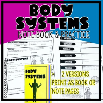 Body Systems Booklet Notes and Practice Sheets by BodenKelly Science