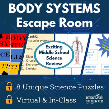Preview of Body Systems Escape Room - 6th 7th 8th Grade Science Review Activity