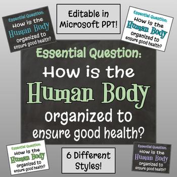 Preview of Body Systems Essential Question Posters - Editable in Microsoft PowerPoint