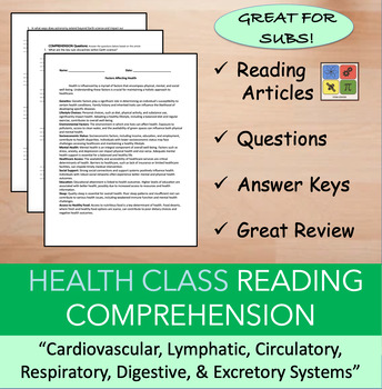 Preview of Body Systems - Health - Reading Comprehension Bundle