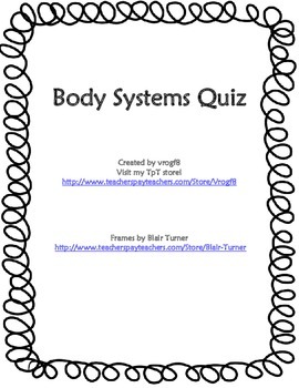 Preview of Body Systems Quiz FREE