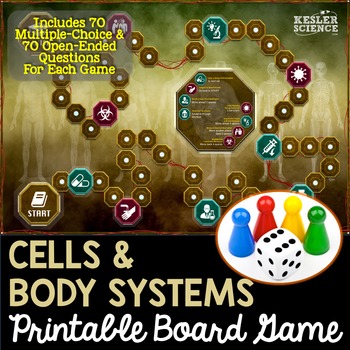 Preview of Body Systems and Cells Themed Board Game - Pre-Written & Editable Cards
