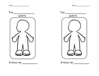 Preview of Body Systems half-sheet worksheet