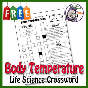 Preview of Body Temperature Crossword - Free