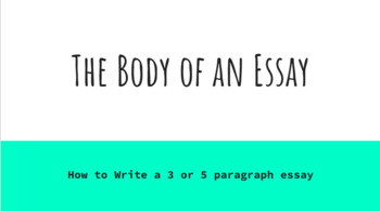 Preview of Body of an Essay - Writing Lesson Powerpoint