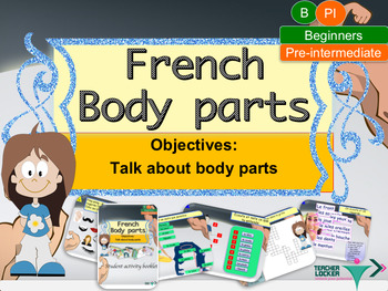 Preview of Body parts in French, les parties du corps interactive activities and printables