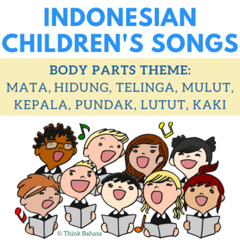 Preview of Body parts themed Indonesian children's song posters handout
